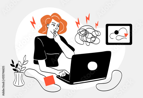 Girl writer experiencing creative crisis.