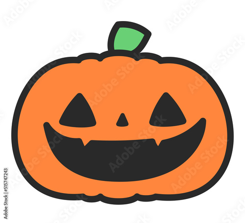 ハロウィンのカボチャ、ジャック・オー・ランタンのイラスト。アウトライン付き。