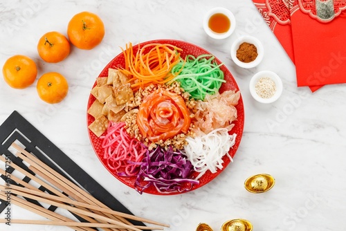 Photography Salmon Yee Sang or Yusheng, a Prosperity Toss Dishfor Chinese New Year Celebrati