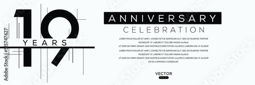19 years anniversary celebration template, Vector illustration. photo