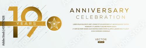 19 years anniversary celebration template, Vector illustration.