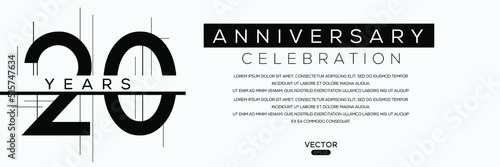 20 years anniversary celebration template, Vector illustration.
