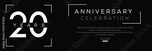 20 years anniversary celebration template, Vector illustration.