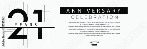 21 years anniversary celebration template, Vector illustration. photo