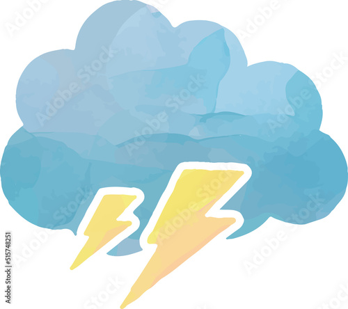 水彩風の天気アイコン。かみなり雲。
