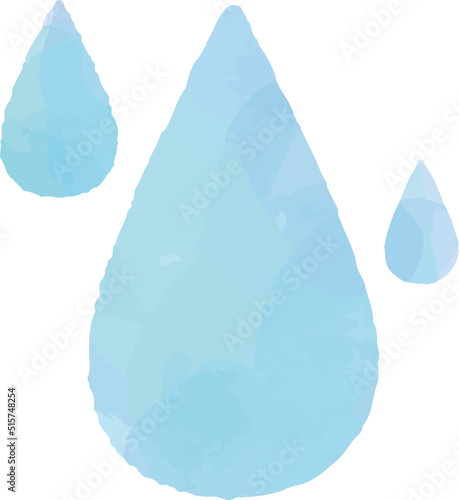 水彩風の天気アイコン。湿度の水滴。