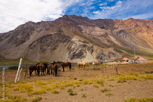 General view of the Andes from valley near Las Lenas in Argentina