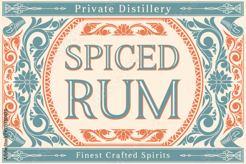 Spiced Rum - ornate decorative label