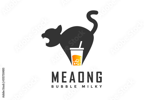 Cat logo, suitable for beverage brands, cafes, and others.