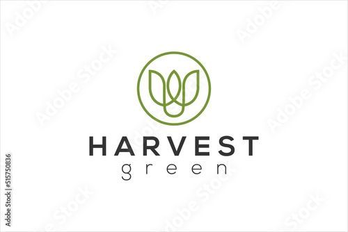 Green leaves logo icon harvest farming illustration symbol agricultural