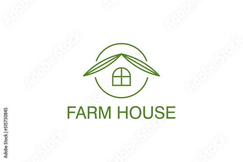 Farm house icon logo design agricultural growing company nature leaf roof