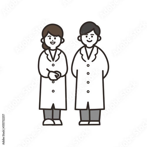 男女の研究者と研究関係のアイコン