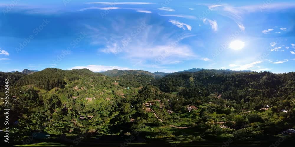 Mountain landscape with agricultural lands and tea estate. Sri Lanka, 360VR Video. Mountain landscape with agricultural lands and tea estate. Sri Lanka, 360VR Video.