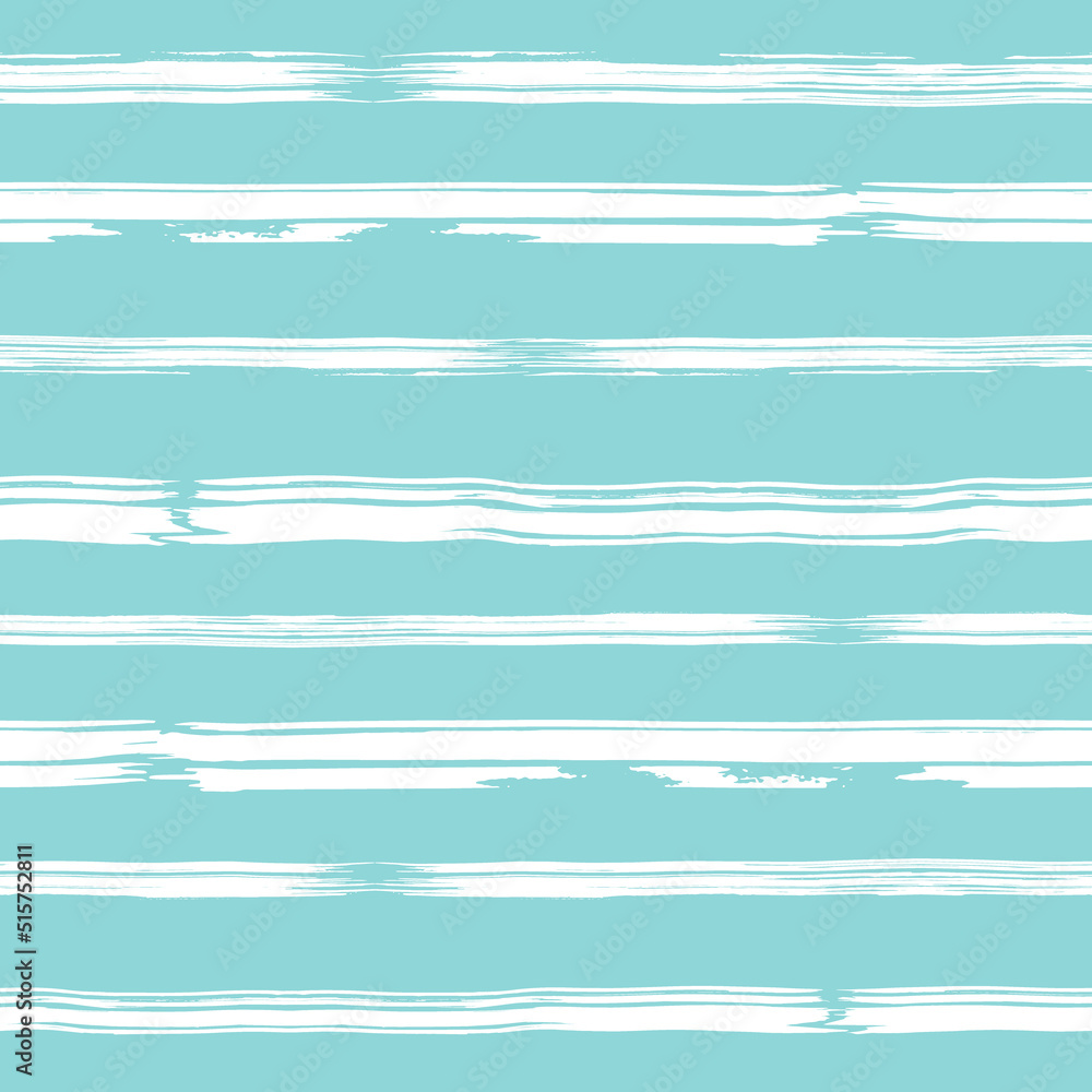 Seamless summer pattern with white paint brush stripes on powder blue background. Brush shabby strokes. Stripy vector texture. line wallpaper.