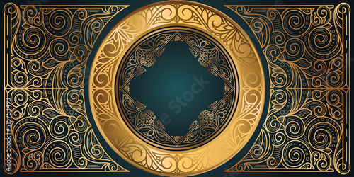 Golden ornate floral decorative vintage blank card