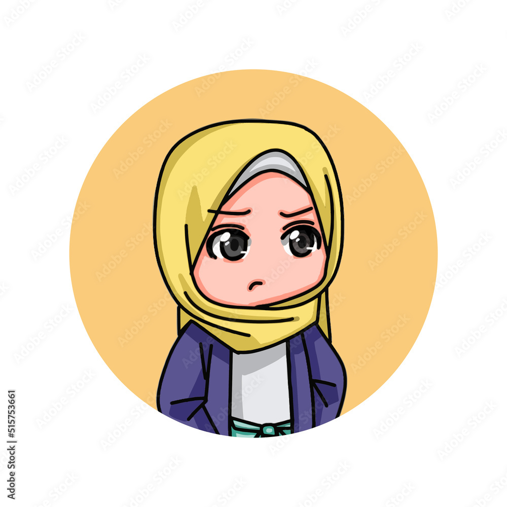 Illustration of young muslim women wearing hijab Illustration of young muslim women wearing hijab