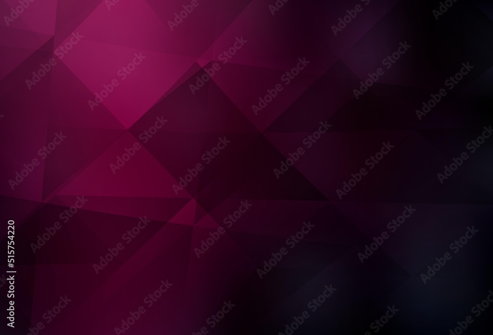 Fototapeta premium Dark Pink vector shining triangular background.