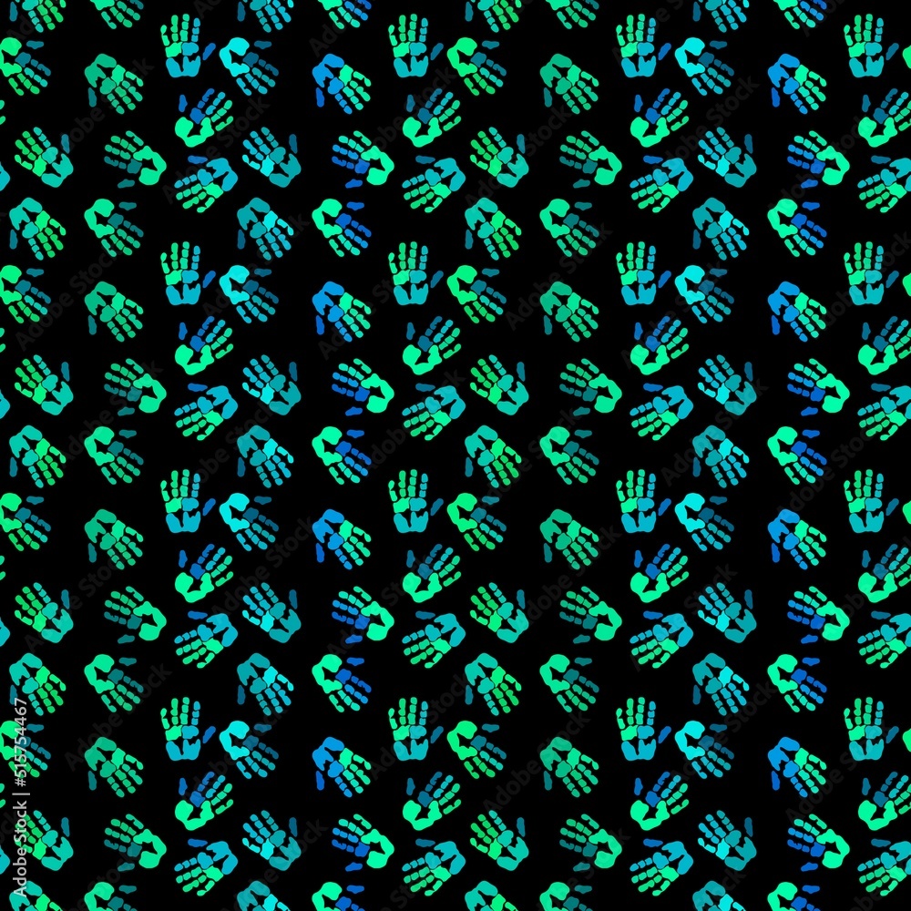 Obraz premium Handprint seamless team work pattern for school and kids and wrapping paper and notebooks and clothes print