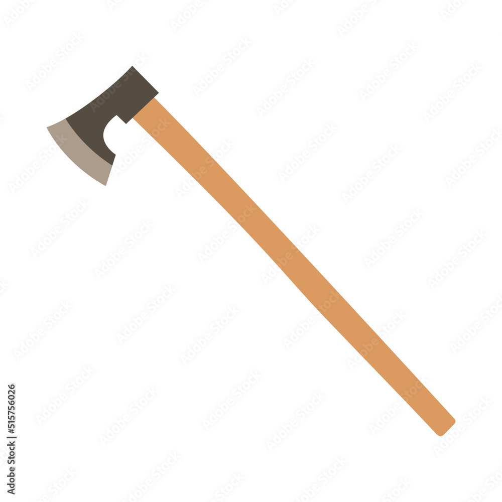 bearded axe flat design vector illustration. Wooden ax handle and metal blade. Element for woodworking or lumberjack emblem or badge. Flat design cartoon style vector illustration. bearded axe flat design vector illustration. Wooden ax handle and metal blade. Element for woodworking or lumberjack emblem or badge. Flat design cartoon style vector illustration.
