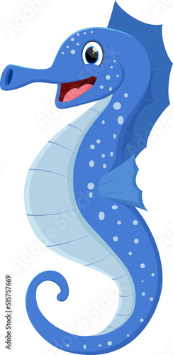 Cute seahorse cartoon isolated on white background