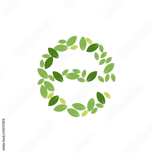 Letter Initial E Leaf Logo Design icon template
