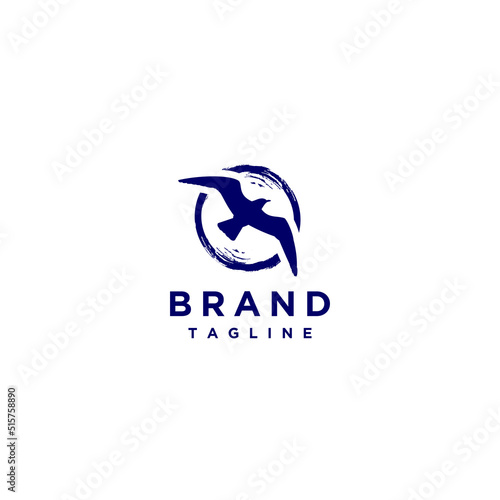 Logo Template That Describes the Wilderness Bird Inside Abstract Circle. Abstract Circle With Flying Bird Silhouette Logo Design.