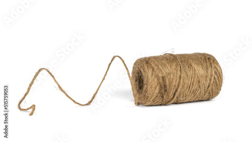 A coil with a rough rope isolated on a white background.