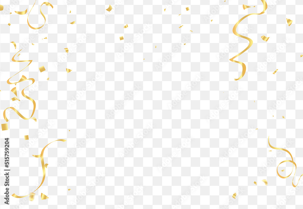 Falling shiny golden confetti isolated on transparent background.VIP flying sparkle elements, gold foil texture serpentine streamers confetti falling new year vector. Falling shiny golden confetti isolated on transparent background.VIP flying sparkle elements, gold foil texture serpentine streamers confetti falling new year vector.
