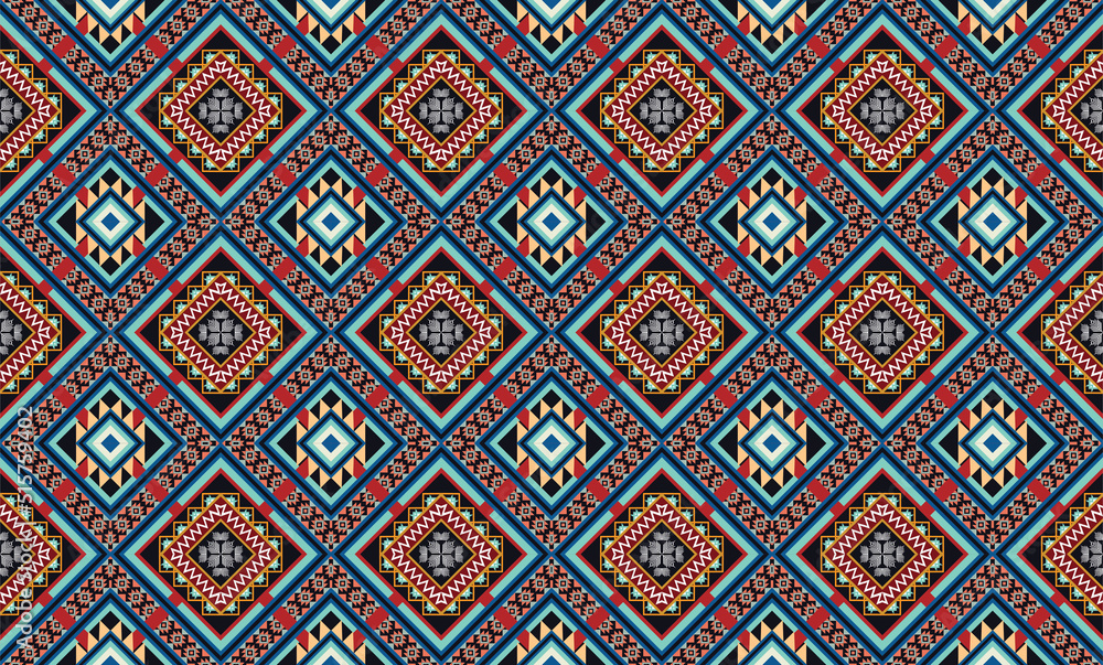 Geometric ethnic flower pattern for background,fabric,wrapping,clothing,wallpaper,Batik,carpet,embroidery style.