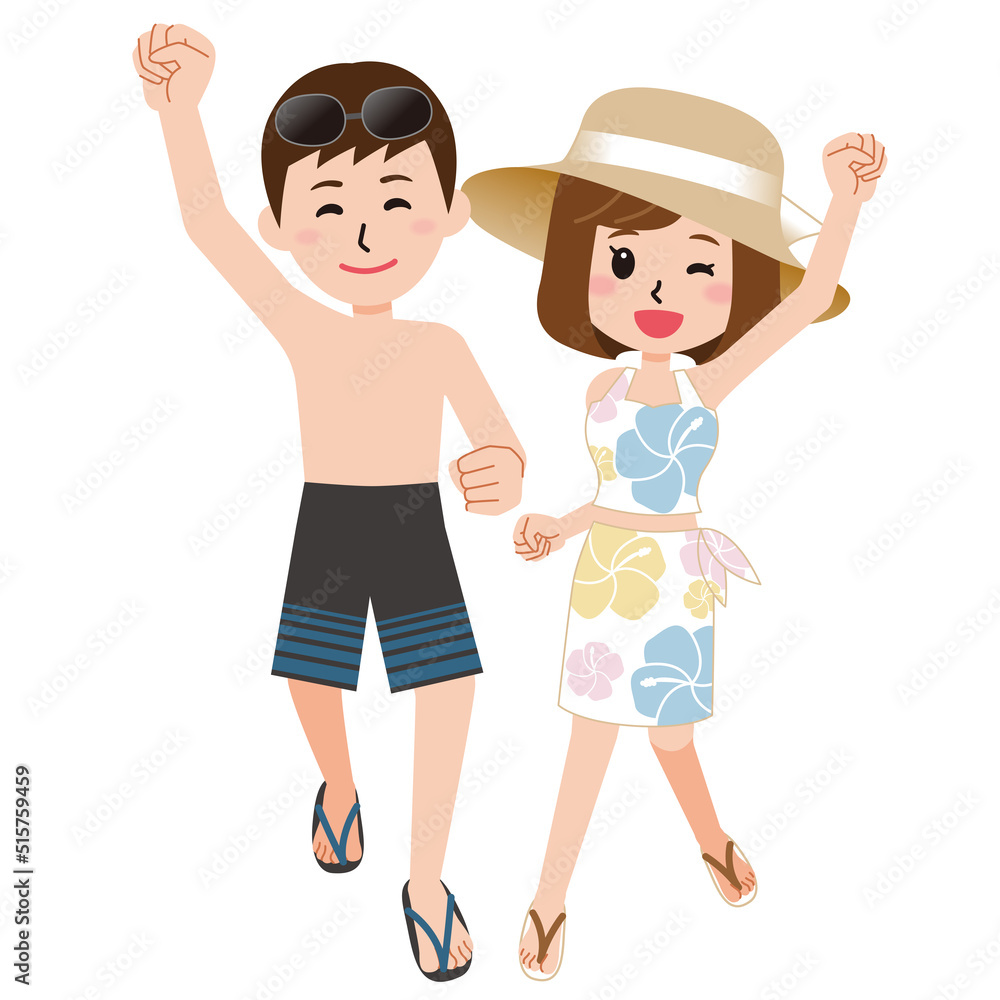 夏を楽しむ水着姿のカップル 夏を楽しむ水着姿のカップル