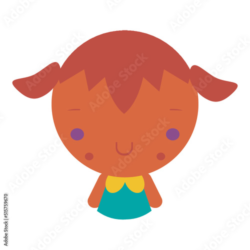 pequeña niña, ilustración infantil nena con coletas