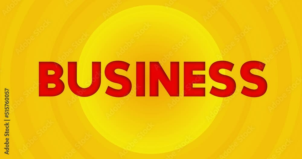 Business text with yellow hot summer sun. Simple animation of a bright orange sunlight.