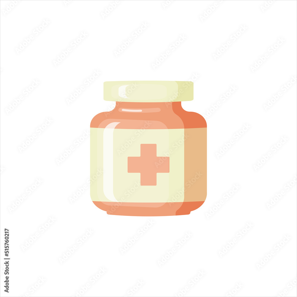 Medical bottle with label. Flat vector illustration.
Medical bottle with label. Flat vector illustration.