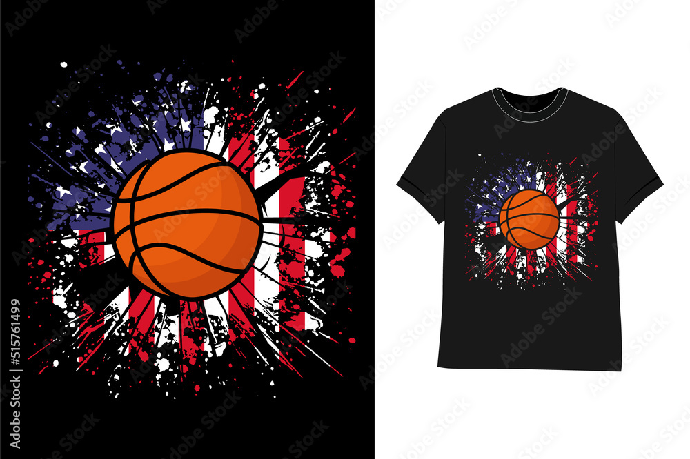 Basketball sport t shirt design with usa flag Basketball sport t shirt design with usa flag