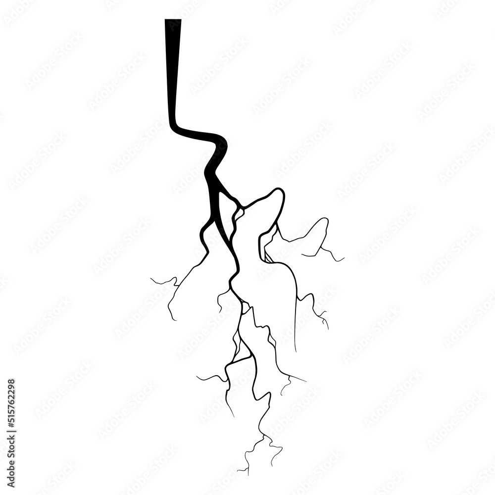 Crack on concrete or ground due to aging or drought. Fissure isolated in white background. Monochrome vector illustration Crack on concrete or ground due to aging or drought. Fissure isolated in white background. Monochrome vector illustration