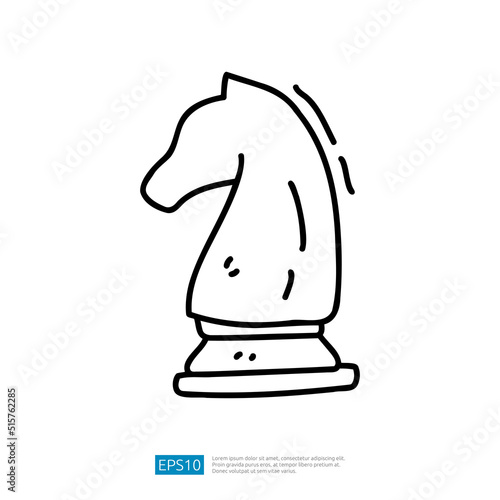 Horse chess game doodle icon