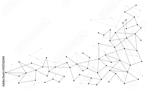 Geometric technology network connected dots and lines background template. Blockchain linked global digital database graphic vector