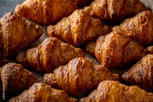 Freshly baked croissants. Delicious croissants image.