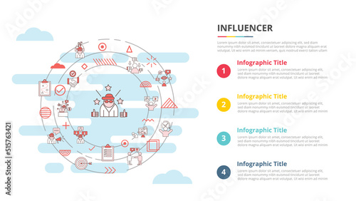 influencer concept for infographic template banner with four point list information