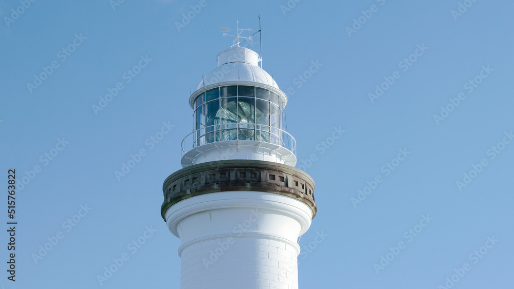 close up of the lamp of the historic lighthouse at byron bay