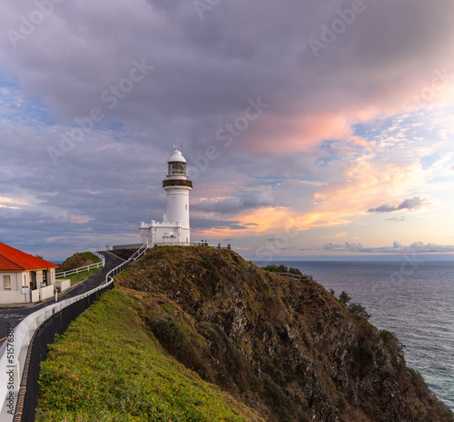 Canvas Print sunrise shot of the historic lighthouse at cape byron at byron bay in northern n