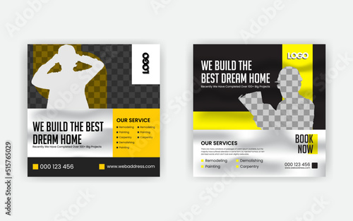 Handyman home repair flyer social media post web banner