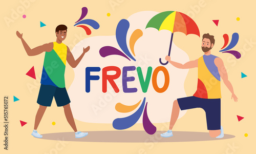 frevo celebration lettering with male dancers photo
