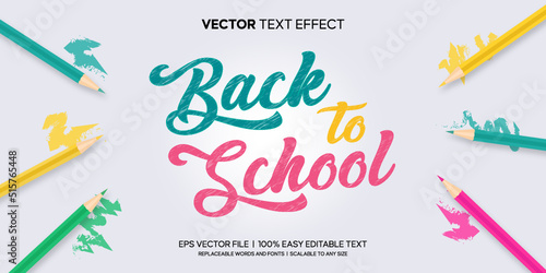 drawing pencil color back to school editable text effect