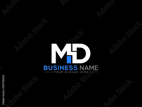 Alphabet MD Logo Letter Vector, Colorful Md dm Logo Icon Design With Blue and White Color Symbol Image For Business photo