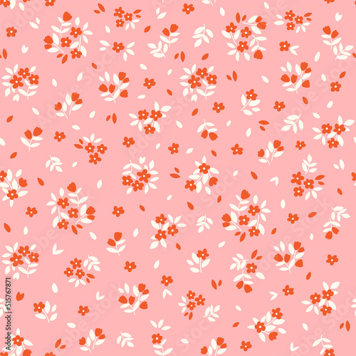 Cute floral background. Vector seamless pattern with ditsy flowers. Vintage botanical surface pattern design. Cottage core wallpaper