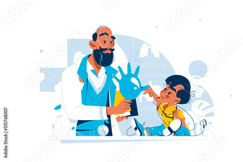 Kid checkup at children doctor
