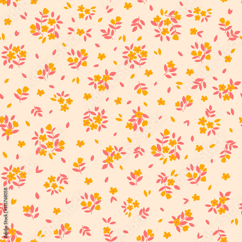 Cute floral background. Vector seamless pattern with ditsy flowers. Vintage botanical surface pattern design. Cottage core wallpaper