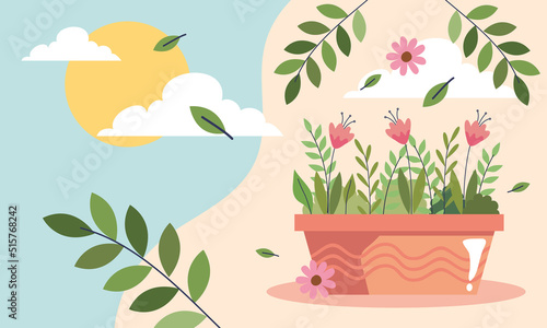 gardening houseplant with sun