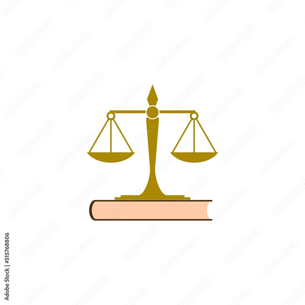 Law and Government flat icon. Law book and scales icon isolated on white background Law and Government flat icon. Law book and scales icon isolated on white background